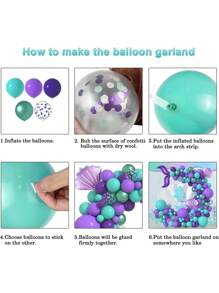 133 件美人鱼气球链套装，海滨主题派对生日装饰用品 - 彩色 - 查看 8