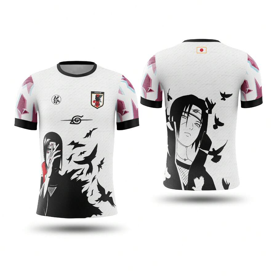 Japan T-Shirt, Itachi  Renegade  Anime Soccer National Team, Round Neck, Printed, White, Adult/Children's Size - 白色 - 查看 1
