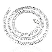 Punk 1 szt. 925 posrebrzana bransoletka z łańcuszkiem bocznym o średnicy 6 mm, naszyjnik, moda męska, damska, urok, impreza, prezent, biżuteria, wesele