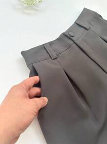 Jemmy Fashion Tailored Shorts With Elastic Details At The Back, Look Slim, Summer Style, Foreign Style, Thinness, Age-Reducing Temperament, Hot Pants, High Waist Loose, Wide Legs And Shorts Chic & Solid Color, Size Pmg, Have White Black Gray Navy Blue Beige Caramel Brown Coffee - 燧石 - 查看 2