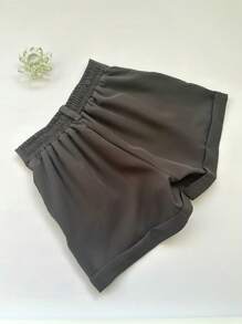 Jemmy Fashion Tailored Shorts With Elastic Details At The Back, Look Slim, Summer Style, Foreign Style, Thinness, Age-Reducing Temperament, Hot Pants, High Waist Loose, Wide Legs And Shorts Chic & Solid Color, Size Pmg, Have White Black Gray Navy Blue Beige Caramel Brown Coffee - 燧石 - 查看 3