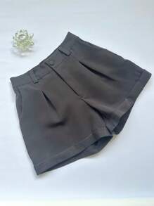 Jemmy Fashion Tailored Shorts With Elastic Details At The Back, Look Slim, Summer Style, Foreign Style, Thinness, Age-Reducing Temperament, Hot Pants, High Waist Loose, Wide Legs And Shorts Chic & Solid Color, Size Pmg, Have White Black Gray Navy Blue Beige Caramel Brown Coffee - 燧石 - 查看 1