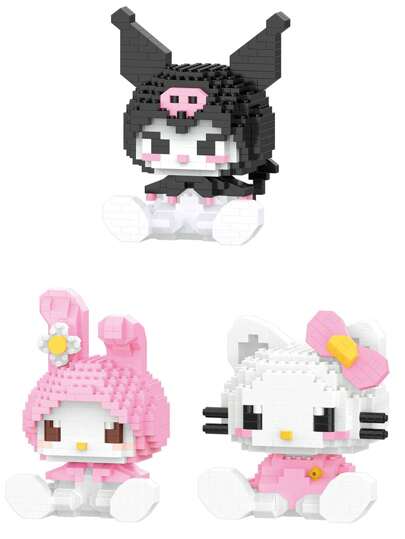 Sanrio 400PCS Sanrio Hello Kitty Building Blocks My Melody Cinnamoroll Pompompurin Kuromi Cartoon Character Building Blocks - Collectible, Perfect Birthday Gift - Indoor Decoration Home Decor, Cute Kawaii Cartoon Building Blocks Assembling Toy Anime Figure Building Blocks Assembled Model Gifts