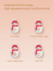 1 件雪屋夜灯加湿器，USB 圣诞雪人桌面氛围装饰件，家用香薰空气加湿器，LED 静音超声波便携式室内加湿器，适用于圣诞节假期家居装饰卧室客厅办公室床
