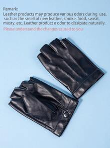 1 Pair Punk Style Black PU Leather Gloves - Third-line Women - View 10