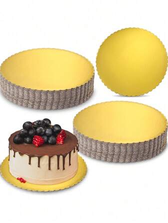 10Pcs-Sturdy Round Cake Boards 8,10 And 12 Inch, Gold Cardboard Cake Circles Plate Scalloped Base 3 Size Cake Base,Cardboard Cake Rounds Cake Base, Waterproof And Oil-Proof Cake Boards For Cake DIY, Dessert And Crafts Display