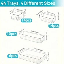 25/44pcs Drawer Type Transparent Storage Box Multifunctional Cosmetic Stationery Classification Storage Box Desktop Drawer Type Cosmetic Sorting Storage Box Set Table And Drawer Type Storage Products Cosmetic Storage Box - Trong suốt - Xem 2