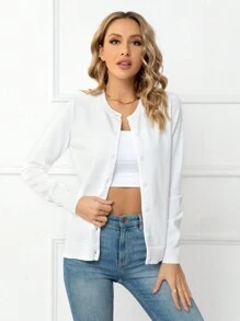 DEARCASE Women's Casual Solid Color Long Sleeve Button Up Cardigan Sweater