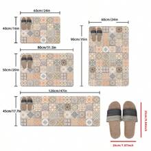 1 pieza Felpudo para el hogar, habitación, baño, antideslizante, para decoración de cocina, juego de baño, superficie suave y mullida, alfombra anti-fatiga, estampado floral geométrico vintage, estilo bohemio y minimalista clásico, cómodo, alivia la fatiga de los pies, regalo de San Valentín para mujer, cumpleaños, novio, novia, decoración de baño, alfombra de piso, alfombra de exterior, felpudo de puerta, accesorios de baño de verano, de vuelta a la escuela