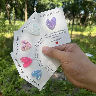1pc, A Tiny Little Pocket Hug Poem Card, Isolation Gift, Hug Token, Thinking Of You Gift Cute Resin Animal Decoration With Encouraging Greeting Card, Special Birthday Wedding Party Valentines Gift,Christmas