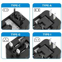 HITRENDS 1 pièce Adaptateur de voyage avec double USB (1 USB et 1 Type-C) Port de charge 5V 2,4A 12W, Chargeur mural, Adaptateur de prise électrique, Adaptateur de voyage universel mondial, Convertisseur de puissance 100-240V 6A 600-1440W Noir, Blanc convenant pour l'Asie, l'Europe, le Royaume-Uni, l'Australie et les États-Unis