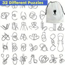 Metalowa układanka z torbą, łamigłówki, test IQ, rozplątywanie żelaznego łańcucha, odblokowywanie gry blokującej, chiński pierścień, magiczny żelazny łańcuch, odpowiedni na przyjęcia, wyzwanie dla dzieci i dorosłych