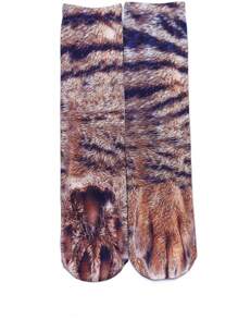 1 Paar Tierpfoten Muster Socken, lustige 3D Tier Socken, Herren & Paare Knöchelsocken, warme Winter Socken, verrückte Neuheit Spaß Geschenk Socken, Herbst - Verschiedenfarbig - Übersicht 16