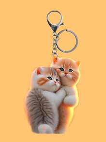 1 pièce Porte-clés en acrylique 2D chat de dessin animé, clip de sac à dos, pendentif cadeau pour amis, accessoires automobiles, accessoires de voiture, breloques de sac, sac d'école, accessoires gothiques Y2K, porte-badges avec support pour pièce d'identité, accessoires de voiture, breloques de sac