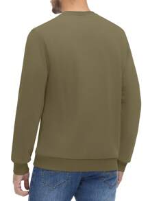 Cotrasen Men's Long Sleeve Crewneck Sweatshirt Winter And Autumn Casual Warm Sweatshirt Fleece Lined Pullover - 軍綠色 - 查看 2