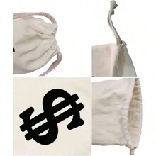 Conjunto de 6 piezas de disfraz de ladrón, incluye máscara de ladrón, bolsa de dinero, guantes para jugar a los ladrones, disfraz de ladrón/ladrona para Halloween - Negro - Ver 3