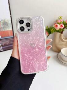 水晶钻镂空心形贝壳图案 iPhone 11 12 13 14 15 16 系列手机壳 - 粉色 - 查看 5