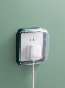 1pc Modern Simple Outlet Waterproof Dustproof Box Self-Adhesive Wall-Mounted Switch Protection Cover, Household Wall Socket Protection Case Anti-Electric Shock Frame For Kitchen & Bathroom