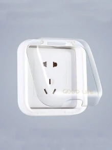 1pc Modern Simple Outlet Waterproof Dustproof Box Self-Adhesive Wall-Mounted Switch Protection Cover, Household Wall Socket Protection Case Anti-Electric Shock Frame For Kitchen & Bathroom