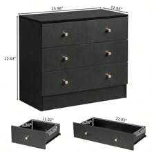 Modern Simple 4-Drawer Dresser Black - default - View 8