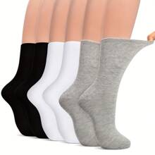 3 Pairs High Elasticity Fabric Neutral Socks, Sweet Curse Socks, The Big D Socks, Spiking Socks, Non-Restraining, Flat Knit Upper, Comfortable, Fragrance-Free, Loose Socks, Black And White Are Easy To Match - Multicolor - View 14