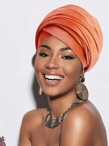 1pc Women's Solid Color Velvet High Quality Headwrap Scarf, African Long Tail Turban Hat, Autumn/Winter