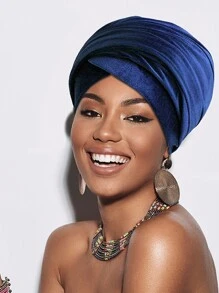 1pc Women's Solid Color Velvet High Quality Headwrap Scarf, African Long Tail Turban Hat, Autumn/Winter