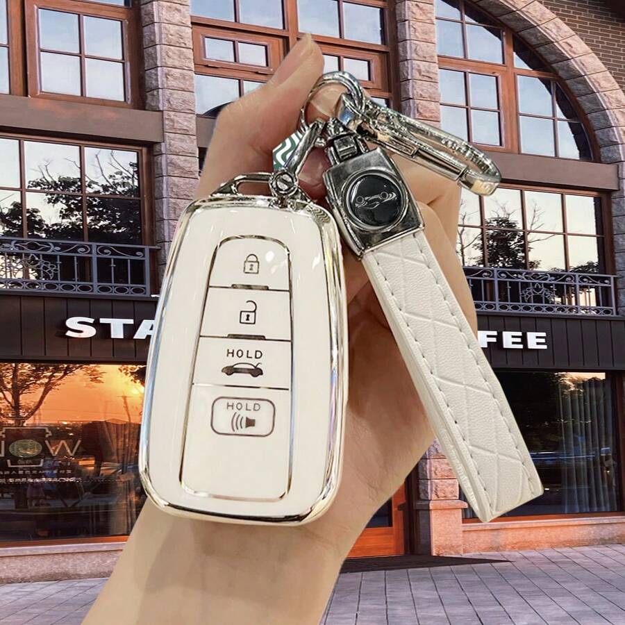 带汽车标志的钥匙扣挂绳 - 耐用设计，方便的钥匙扣支架，适用于 2018-2022 款丰田 RAV4、凯美瑞、卡罗拉、Avalon、普锐斯、GT86、Highlander 钥匙链皮带 - 均碼 - 查看 1