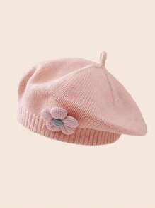 1 st. Kinderhoed Vrouwelijke Baby Schattige Bloem Baret Meisjes Gebreide Wollen Hoed Zoete Schildershoed Geschikt voor Dagelijks Gebruik In De Herfst En Winter Seizoen