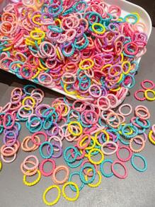 300 peças/conjunto de laços de cabelo coloridos para meninas, pequenas faixas elásticas de cabelo, prendedores de rabo de cavalo não prejudiciais, acessórios de cabelo para meninas da escola