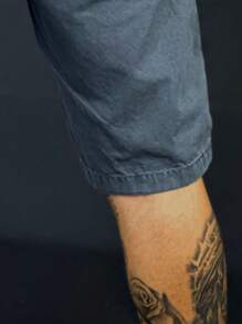 TWILL BERMUDA SHORTS WITH WATCH POCKET 100% COTTON - 淺灰色 - 查看 6