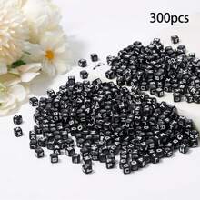 100pcs/300pcs/500pcs/700pcs Loose White Square Acrylic Letter Beads, 6x6mm, With Black Letters A-Z, For Jewelry Making And DIY Bracelets, Necklaces, Keychains