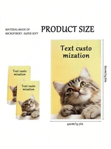 Ręcznik z niestandardowym tekstem, z uroczym wzorem kota powyżej, odpowiedni do kuchni, salonu i innych okazji, zapraszamy do dostosowywania