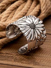 1 件复古西式向日葵花卉压花金属手镯，适合女士，时尚优雅，情人节、妈妈、母亲、母亲节、礼物 - 手鐲 - 查看 7