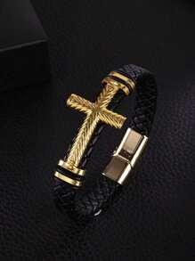 Bracelet avec croix, idée cadeau chrétienne élégante adaptée aux adolescents ou aux hommes, parfait pour le baptême, les bas de Noël, le Nouvel An, la Saint-Valentin, la fête des pères