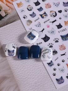2PCS Cute Dog & Cat Nail Stickers Decals Puppy Paw Lovely Animal Nail Art Designs DIY Sliders 3D Self Adhesive Manicure Nail Supplies For Women Girl Nails Decoration