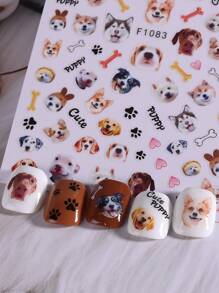 2PCS Cute Dog & Cat Nail Stickers Decals Puppy Paw Lovely Animal Nail Art Designs DIY Sliders 3D Self Adhesive Manicure Nail Supplies For Women Girl Nails Decoration