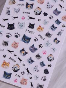 2PCS Cute Dog & Cat Nail Stickers Decals Puppy Paw Lovely Animal Nail Art Designs DIY Sliders 3D Self Adhesive Manicure Nail Supplies For Women Girl Nails Decoration