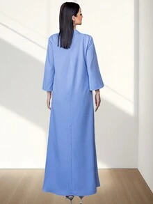 5134 Sukienka imprezowa z wysokim kołnierzem, nowa modna, ręcznie robiona, zdobiona kryształkami sukienka ramadanowa