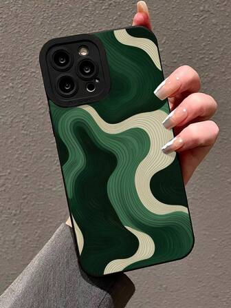 Apple Precision Perforated Edge Green Line Painting Anti-Drop Phone Case Compatible With Iphone P14 ProMax, P13, P11, P12, XR, 7/8, GES2, XS, P15, P16, P16 Pro And Galaxy S24, A03s, A03 Core, A04, A12, A13, A14, A21s, A22, A23, A24, A32, A33 A34, A51, A52, A53, A54, A71, A72, A73, S20 FE, S21, S22, Redmi 9, 9A, 10A, 10C, Redmi Note 9, 10, 11, 12, 12C Waterproof Shockproof Scratch Resistant