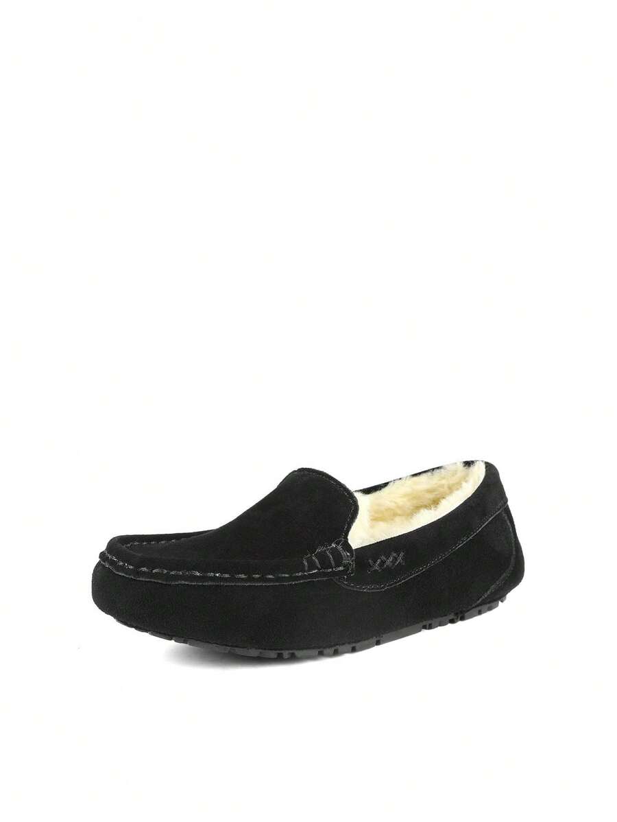 DREAM PAIRS Women's Fuzzy House Slippers Cozy Faux Fur Micro Suede Moccasins Slip On Loafer Shoes For Indoor And Outdoor - 黑色 - 查看 1