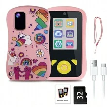 PoddyPony Educational And Outdoor Toys For 3-12 Years Boys And Girls Smart Phone Selfie Digital Kids Camera MP3 Music Player With Dual Camera 32G SD Card Include