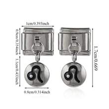 1pc Stainless Steel 9mm Watch Module Pendant Twelve Constellations Dripping Oil Series DIY Bracelet Module Bracelet Assembly Decorative Module Connector Watch Block Elastic Bracelet Assembly Accessories