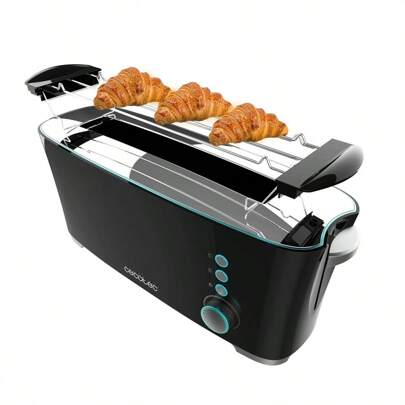  Cecotec Toaster Toast&Taste Extra B, 1000W Leistung, Doppel-Langschlitz für 2 Toasts, XL-Schlitz, Automatische Abschaltung und Pop-up-Funktion, Krümelablage, Obere Stäbe, Selbstzentrierung