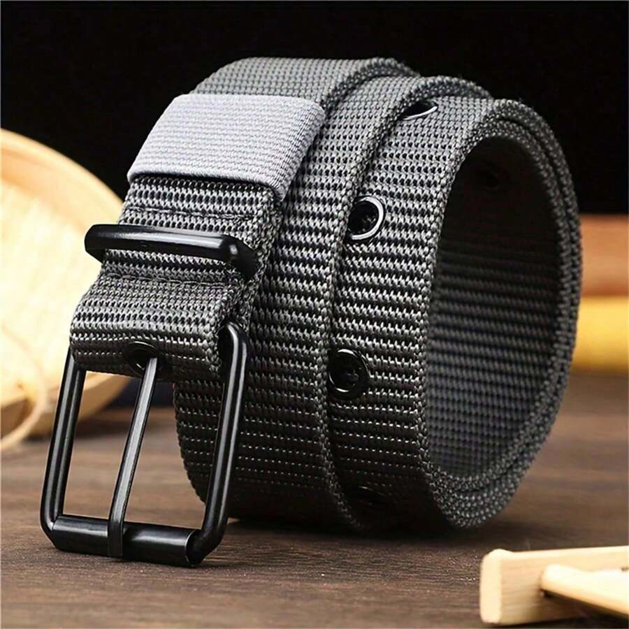Porous Canvas Belt Men's Pin Buckle Leather Belt All-Match Jeans Belt Training Extended Men's Belt For Student Youth, Ideal Choice For Gifts Suitable For Teen Summer Casual Outdoor Athletic Or Vacation Travel Or Graduation Gifts Or Birthday Dress Accessories Or Daily Wear
