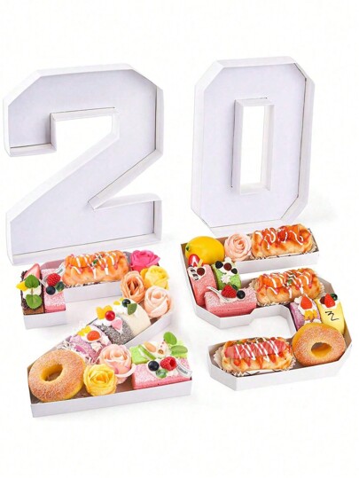 علبة كرتونية مشكّلة على شكل الأرقام (0-9) لحلوى الفاكهة، صينية حلوى شوكولاتة لذكرى سنوية، طبق بسكويت الفاكهة، طبق عرض الحلويات، مثالي لديكور طاولة حفلات عيد الميلاد والأعياد والسنة الجديدة