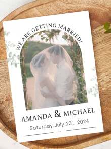 1 pieza Tarjeta de boda personalizable y personalizadoe, tarjeta de felicitaciones para recién casados, tarjeta de regalo de boda, agrega foto, agrega nombres, agrega fecha, viene con 2 opciones de sobres de color, decoración del Día de San Valentín, boda, recuerdos de fiesta de San Valentín, recuerdos de fiesta de Galentín