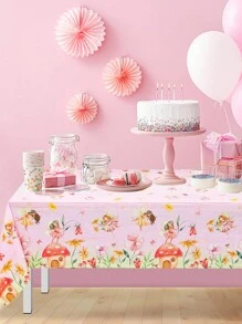 1 Stück Tischdecke mit Blumen-Feenmuster, 220*130cm, einweg, Blumenthema Partyzubehör, Geburtstagsdekoration, Blumen-Feenparty Dekoration, Geschlechteroffenbarungsparty Dekoration