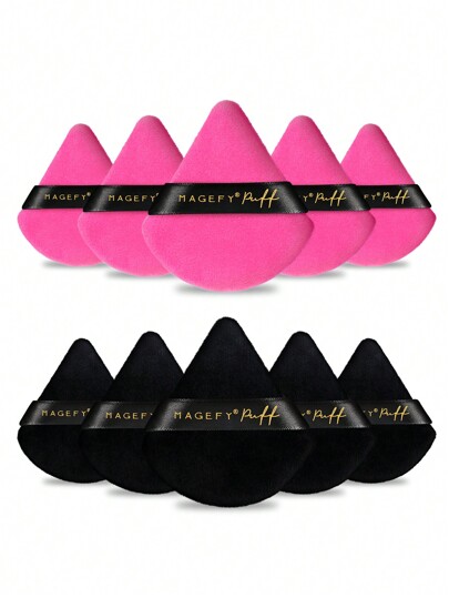 MAGEFY 10Pcs Dry And Wet Dual-Use Triangle Powder Puff Set,Velour Soft To Touch Reusable/Washable Makeup Puff Cosmetic Applicator For Powder Liquid Facial Makeup Tools For Contouring, Eye & Corner Areas Makeup Powder Puff For Travel,Gift For Women&Girls,Makeup,Cheap,Room Decor,Vanity,Travel,Bedroom,Makeup Accessories,Puff,Makeup Blender,Powder Puff,Makeup Sponge
