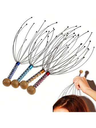 1/2개 문어 모양 두피 마사지기, 발톱 디자인의 수동 헤드 마사지기, 편안한 마사지 경험을 위한 편안한 헤드 그래버 핸들 색상은 랜덤입니다,헤어,헤어 도구,헤어 케어,학교,개학,여행,여행 필수품,집 필수품,스파,마사지 도구,마사지,마사지기,스파